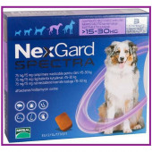 NexGard Spectra - защита от бълхи, кърлежи, нематоди и превенция на дирофиларията, за кучета от 15 до 30 кг., 3 броя таблетки